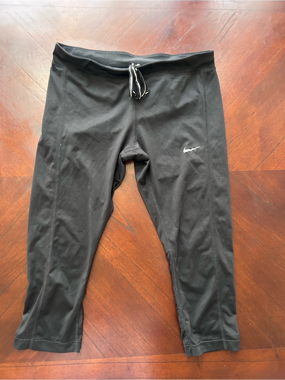 Nike Black Capri Workout Leggings with White Swoosh